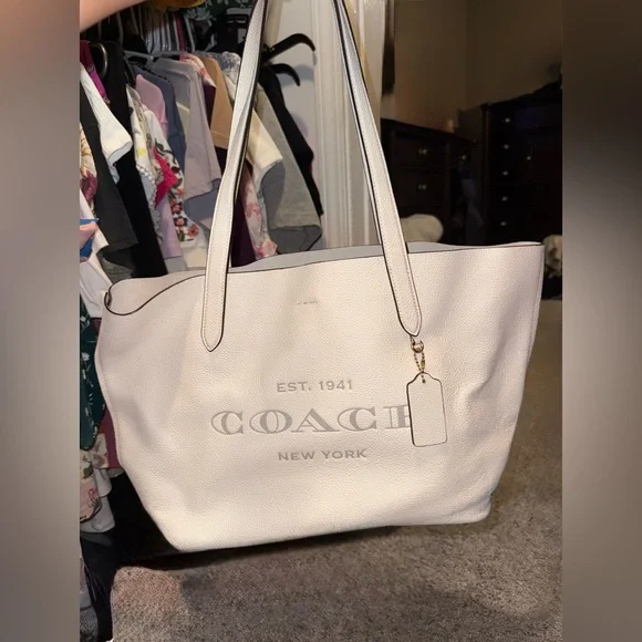 Coach Cameron Leather Cream Tote Bag - Picture 2 of 5